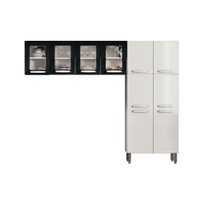 Kit de Cozinha Modulada 3 Peças Evidence  (2 Armários + 1 Paneleiro) CPT64 Branco/Preto - Bertolini