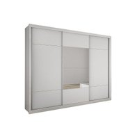Guarda Roupas 3 Portas de Correr    c/ Espelho e 4 Gavetas Arezzo Plus Branco - Novo Horizonte
