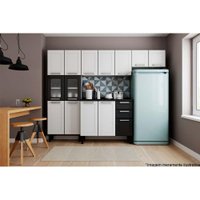 Kit de Cozinha Modulada 4 Peças Múltipla  (2 Armários + 1 Balcão + 1 Paneleiro) C4P81 Branco/Preto - Bertolini