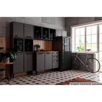 Kit de Cozinha Completa 4 Peças Estilo  (2 Armários + 1 Balcão + 1 Paneleiro) C4P95 Cinza/Grafite - Bertolini