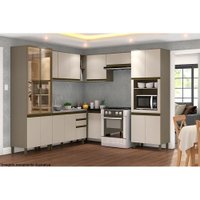 Kit de Cozinha Modulada 9 Peças Connect  (3 Armários + 2 Balcões + 2 Paneleiros + 2 Complementos) C9P02 Duna/Cristal