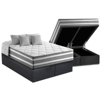 Cama Box Baú Queen: Colchão Molas Anjos Superlastic Duo Sono + Base CRC Suede Gray(158x198)