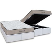 Cama Box Baú Queen: Colchão Espuma D45 Orthoflex Genova + Base CRC Courano White(158x198)