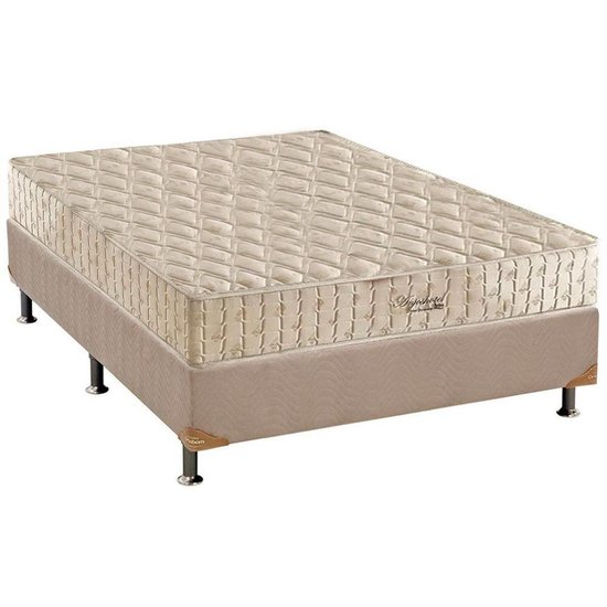 Cama Box Casal: Colchão Molas Anjos Hotelaria Superlastic Hotel + Base CRC Suede Clean(138x188)