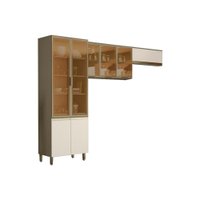 Kit de Cozinha 3 Peças Connect (2Armários+1Cristaleira) CPT17 Duna/Cristal - Henn