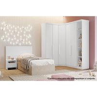 Quarto Modulado Rizon 4 Peças (1 Closet + 2 Guarda Roupas + 1 Complemento) QC209 Branco