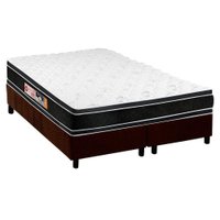 Cama Box King: Colchão Espuma Castor D33 Black e White + Base CRC Suede Brown(193x203)