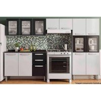 Kit de Cozinha Modulada 4 Peças Evidence  (2 Armários + 1 Balcão + 1 Paneleiro) C4P56 Branco/Preto - Bertolini