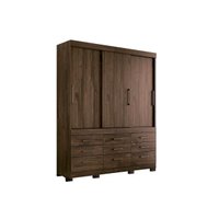 Guarda Roupa Solteiro 3 Portas de Correr e 9 Gavetas c/ Pés Click 3.9 Ébano - Santos Andirá