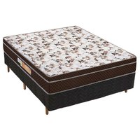 Cama Box Casal: Colchão Espuma Polar D28/EP Orthopremium + Base CRC Rústico Black(138x188)