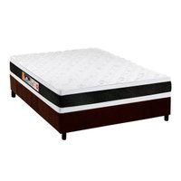 Cama Box Casal: Colchão Espuma Castor D45 Black e White Double Face + Base CRC Suede Brown(138x188)