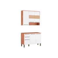 Kit de Cozinha Completa 2 Peças Nápoli Prime  (1 Armário + 1  Balcão) C2P04 Castanho - Ronipa