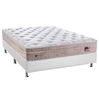 Cama Box Casal: Colchão Molas Sealy MasterPocket Ensacadas Miami + Base CRC Courano Branco(138x188)