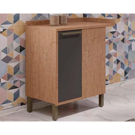 Módulo Cozinha Ronipa Syrah Canto 1 Porta c/ Tampo 48cm Castanho/Chumbo