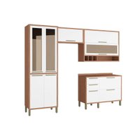 Kit de Cozinha Modulada 4 Peças Syrah  (2 Armários + 1 Balcão + 1 Paneleiro) C4P05 Sevilha/Branco - Ronipa
