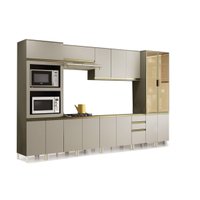 Cozinha Modulada Henn Connect  8 Peças (2 Armários + 2 Balcões + 2 Paneleiros + 2 Complementos) C8P03 Duna/Cristal