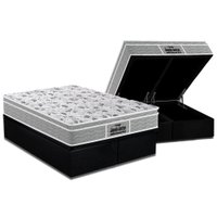 Cama Box Baú Queen: Colchão Espuma Probel D45 / EP Guarda Costas PróExtreme Plus + Base CRC Suede Black(158x198)