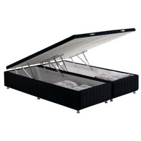 Cama Box Baú Universal King Bordado Black (193x203x35) - Anjos