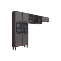 Kit de Cozinha Completa 3 Peças Estilo  (2 Armários + 1 Paneleiro) CPT86 Cinza/Grafite - Bertolini