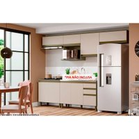Kit de Cozinha Modulada 8 Peças Connect  (4 Armários + 2 Balcões + 2 Complementos) C8P11 Duna/Cristal - Henn