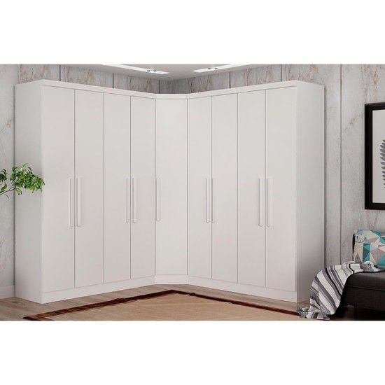 Quarto Modulado Rizon 3 Peças (2 Guarda Roupas + 1 Closet) QC210 Branco