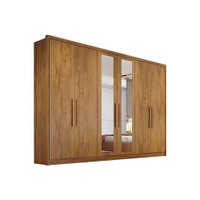 Guarda Roupa Casal 6 Portas e 8 Gavetas c/ Espelho Robust Plus Freijo Cumaru - Novo Horizonte
