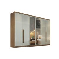 Guarda Roupa 6 Portas  c/ Espelho e 8 Gavetas Robust Plus Freijó/FendiOff - Novo Horizonte