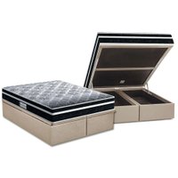 Cama Box Baú Queen: Colchão Anatômico Probel D33 / EP ProDormir Advanced Tech1500 Plus + Base CRC Suede Clean(158x198)