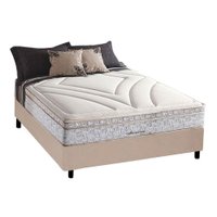 Cama Box Casal: Colchão Molas Herval Maxspring American + Base CRC Suede Clean(138x188)