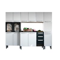 Cozinha Completa Evidence 4 Peças (1 Armário + 1 Balcão + 2 Paneleiros) C4P53 Branco/Preto - Bertolini