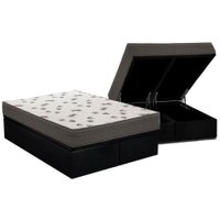 Cama Box Baú Queen: Colchão Espuma Ortobom D45 Light + Base CRC Suede Black(158x198)