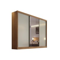 Guarda Roupa 3 Portas de Correr e 8 Gavetas c/ Espelho Natus Plus Freijo Cumaru c/ Fendi - Novo Horizonte