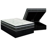 Cama Box Baú Queen: Colchão Molas Bonnel Orthoflex Venezia + Base CRC Suede Black(158x198)