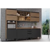 Cozinha Modulada Completa Hibisco 5 Peças (2 Armários + 2 Balcões + 1 Paneleiro) C5P43 Aveiro/Grafite - Telasul