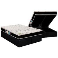 Cama Box Baú Queen: Colchão Anatômico Luckspuma D33 / AG65 Aspen Super Firme + Base CRC Suede Black(158x198)