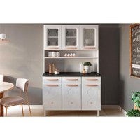 Kit de Cozinha Compacta Mirage New c/ 6 Portas (3 c/ Vidro) e 3 Gavetas 80cm Branco - Telasul