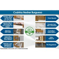 Módulo Cozinha Nesher Burguesa Balcão  Premium 2 Portas e 3 Gavetas c/ Tampo Freijo/Grafite