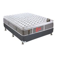 Cama Box Casal: Colchão Molas Castor Pocket Light Stress Oxygen New + Base CRC Suede Cinza(138x188)