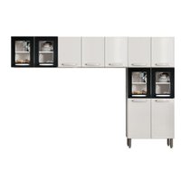 Kit de Cozinha Modulada 3 Peças Evidence  (2 Armários + 1 Paneleiro) CPT56 Branco/Preto - Bertolini