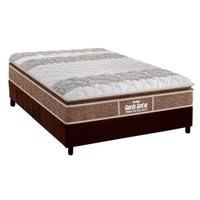 Cama Box Casal: Colchão Espuma Probel D33/EP Guarda Costas Próintense Plus + Base CRC Suede Brown(138x188)