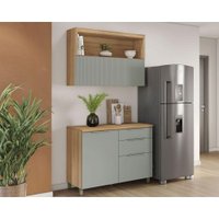 Cozinha Completa Marquesa 2 Peças (1Aéreo+1Balcão) C2P29 Nature/Verde - Nesher