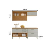 Cozinha Compacta Princesa 3 Peças (2 Balcões + Aéreo) C3P22 Freijo/Off White - Nesher