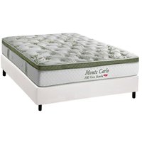 Cama Box Casal: Colchão Molas Ensacadas Herval MasterPocket Monte Carlo HR Visco + Base CRC Courano Branco(138x188)