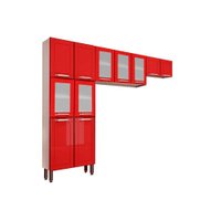 Cozinha Modulada Bertolini Colors  3 Peças (2 Armários + 1 Paneleiro) CPT81 Branco/Vermelho