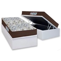 Cama Box Baú Solteiro: Colchão Espuma D45 Ortobom  / EP ISO 150 Mega Firme + Base CRC Courano White(88x188)