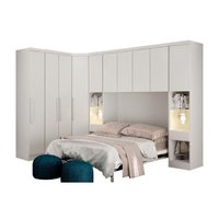 Quarto Modulado Rizon 6 Peças (1 Armário Ponte + 1 Closet + 2 Guarda Roupas + 2 Complementos) QCM02 Branco