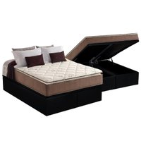 Cama Box Baú Queen: Colchão Ortopédico Anjos D28 / AG65 Star Pillow Top + Base CRC Suede Black(158x198)