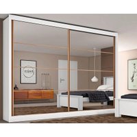 Guarda Roupa 2 Portas de Correr e 6 Gavetas c/ Espelho Sevilha Branco Acetinado - Europa
