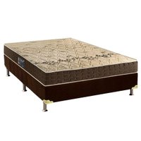 Cama Box Casal: Colchão Espuma Anjos D28 Confort + Base CRC Suede Brown(138x188)