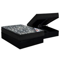 Cama Box Baú King: Colchão Molas Bonnel Ortobom Nanolastic Fort Tech ISO + Base CRC Suede Black(193x203)